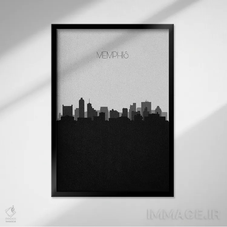 تابلو منظرهٔ افق ممفیس اثر آیشه دنیز آکِرمان - نمای قابدار مشکی
