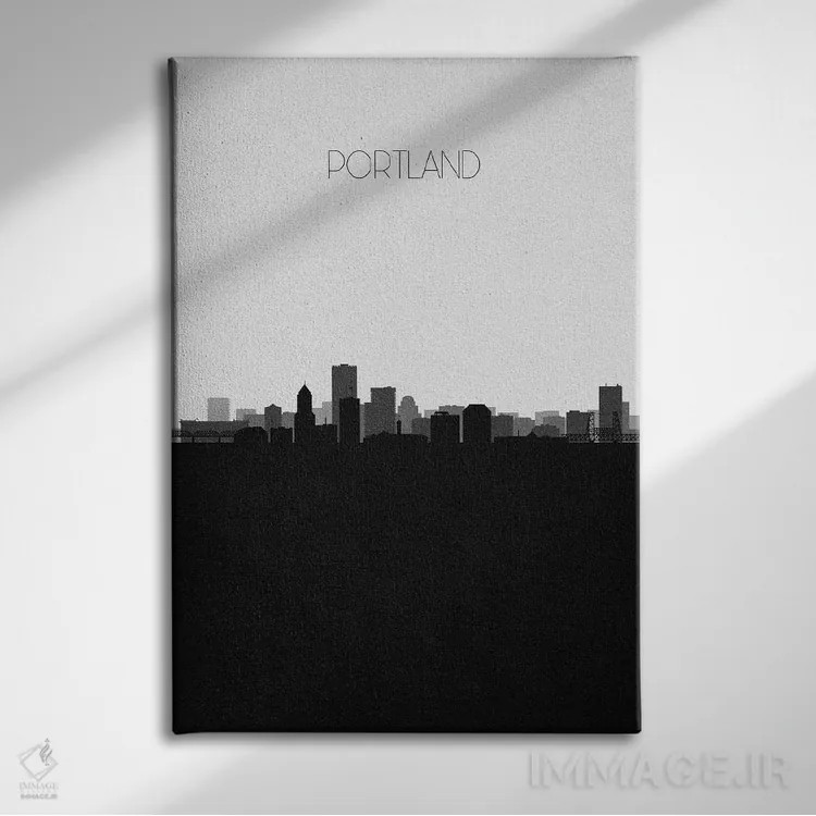 تابلو منظرهٔ افق پورتلند اثر آیشه دنیز آکِرمان - نمای روبهرو روی دیوار