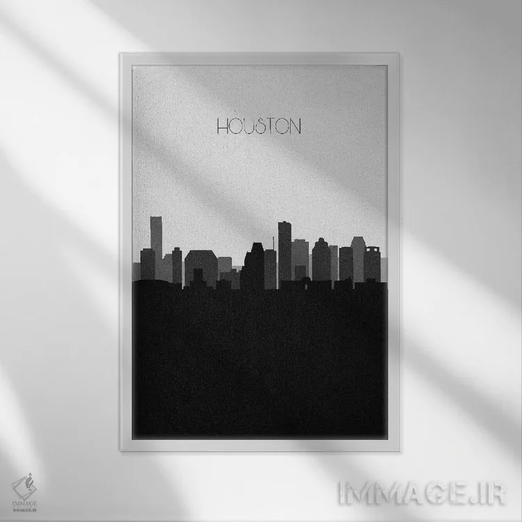 تابلو منظرهٔ افق هیوستون اثر آیشه دنیز آکِرمان - نمای قابدار سفید