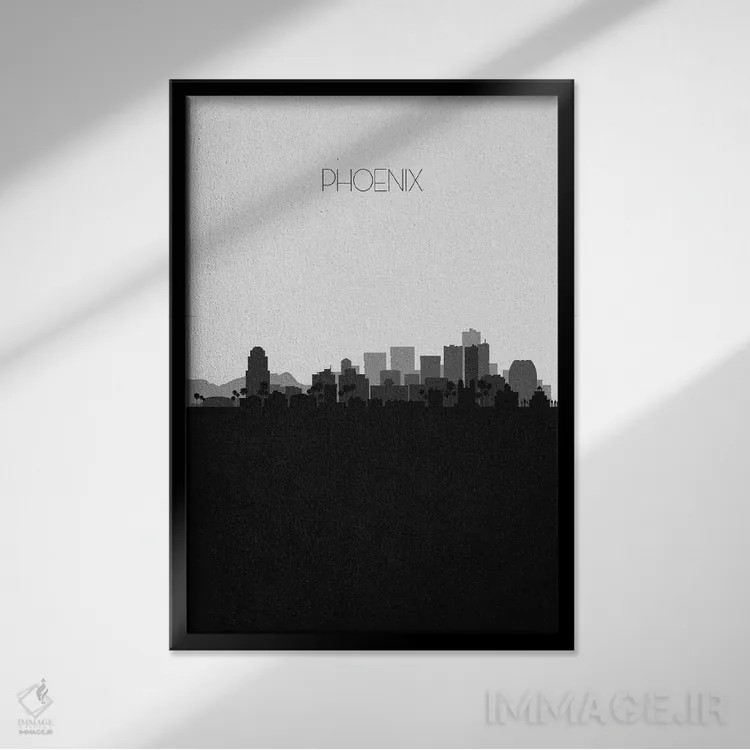 تابلو منظرهٔ افق فونیکس اثر آیشه دنیز آکِرمان - نمای قابدار مشکی