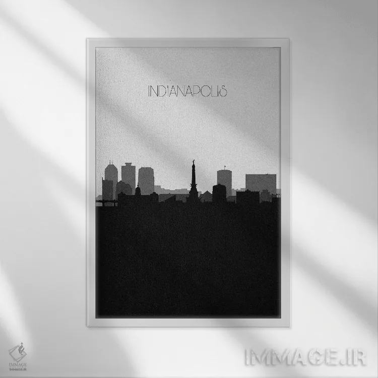 تابلو منظرهٔ افق ایندیاناپولیس اثر آیشه دنیز آکِرمان - نمای قابدار سفید