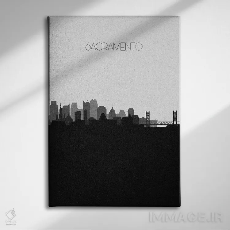 تابلو منظرهٔ افق ساکرامنتو اثر آیشه دنیز آکِرمان - نمای روبهرو روی دیوار