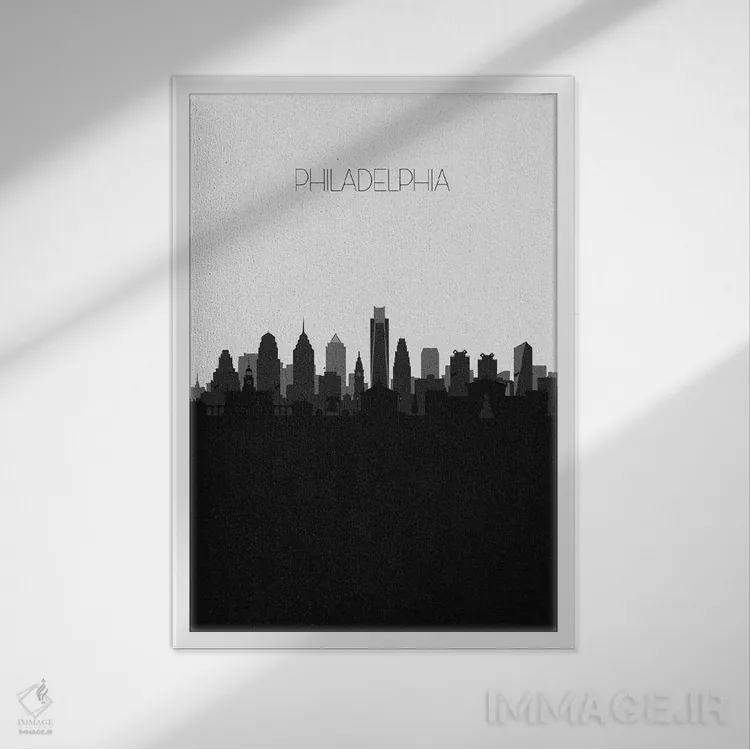 تابلو منظرهٔ افق فیلادلفیا اثر آیشه دنیز آکِرمان - نمای قابدار سفید