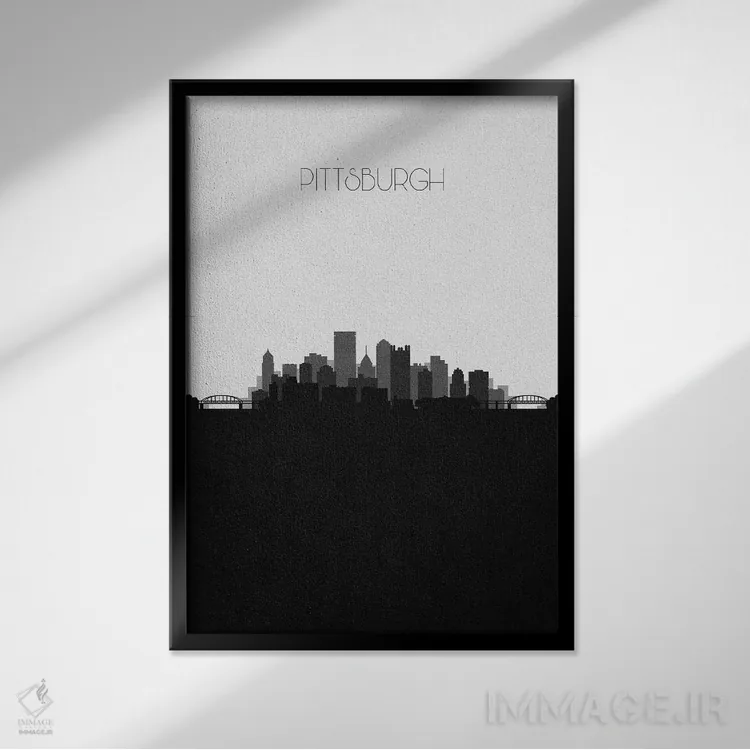 تابلو منظرهٔ افق پیتسبورگ اثر آیشه دنیز آکِرمان - نمای قابدار مشکی