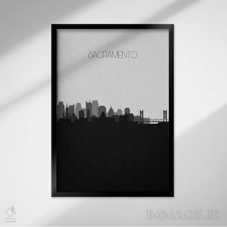 تابلو منظرهٔ افق ساکرامنتو اثر آیشه دنیز آکِرمان - نمای قابدار مشکی