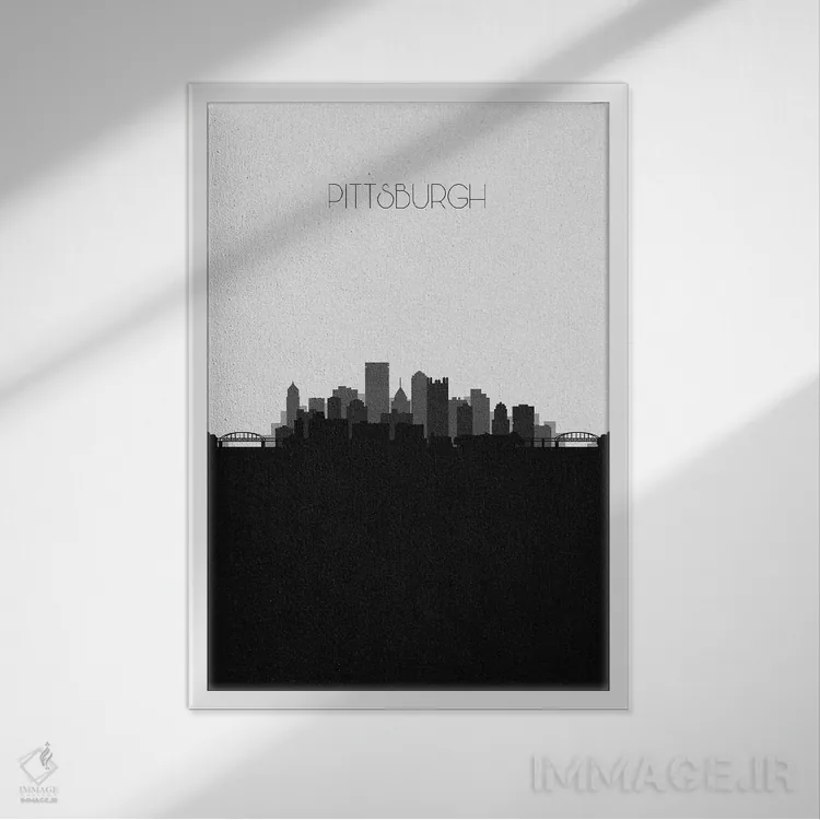 تابلو منظرهٔ افق پیتسبورگ اثر آیشه دنیز آکِرمان - نمای قابدار سفید
