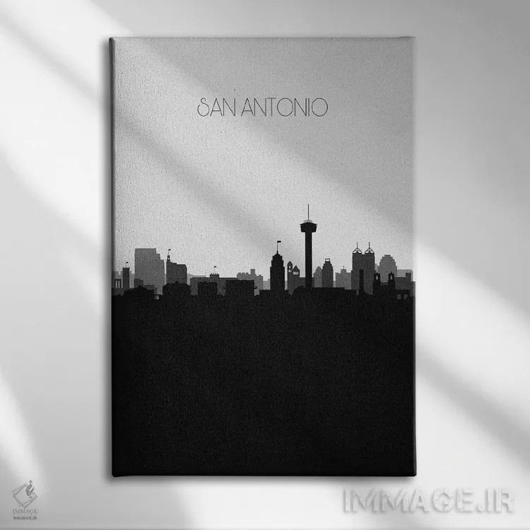 تابلو منظرهٔ افق سنآنتونیو اثر آیشه دنیز آکِرمان - نمای روبهرو روی دیوار