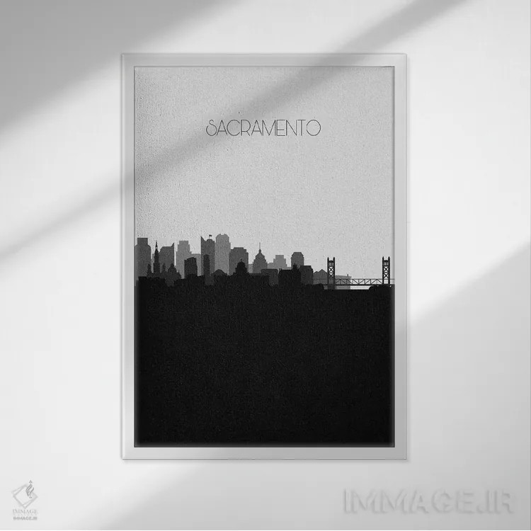 تابلو منظرهٔ افق ساکرامنتو اثر آیشه دنیز آکِرمان - نمای قابدار سفید