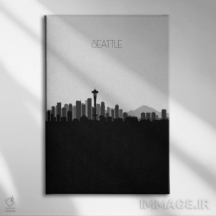 تابلو منظرهٔ افق سیاتل اثر آیشه دنیز آکِرمان - نمای روبهرو روی دیوار