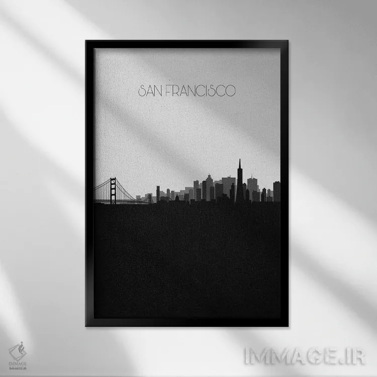 تابلو منظرهٔ افق سانفرانسیسکو اثر آیشه دنیز آکِرمان - نمای قابدار مشکی