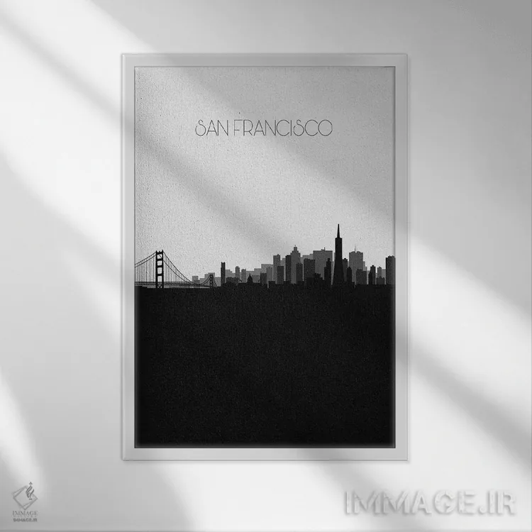 تابلو منظرهٔ افق سانفرانسیسکو اثر آیشه دنیز آکِرمان - نمای قابدار سفید