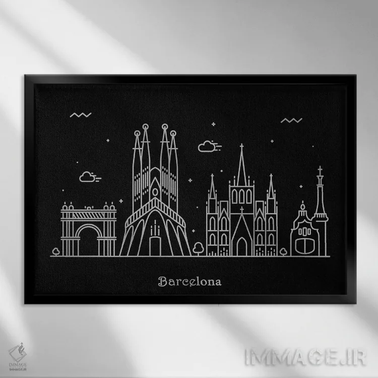 تابلو بارسلونا اثر آیشه دنیز آکِرمان - نمای قابدار مشکی