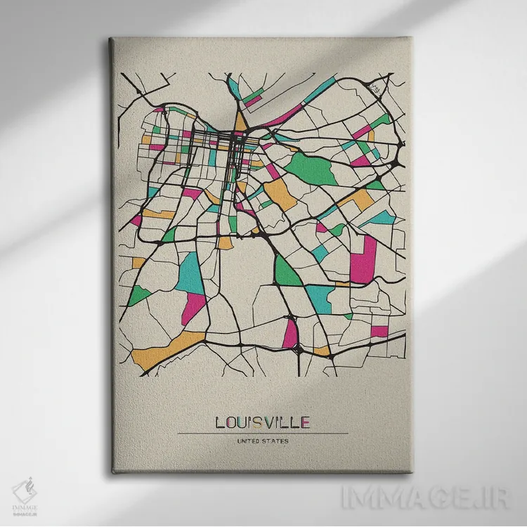 تابلو نقشهٔ لوئیزویل، کنتاکی اثر آیشه دنیز آکِرمان - نمای روبهرو روی دیوار