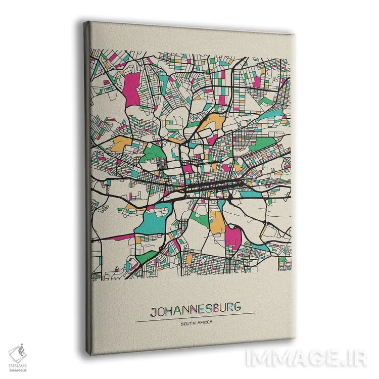 تابلو نقشهٔ ژوهانسبورگ، آفریقای جنوبی اثر آیشه دنیز آکِرمان - نمای پرسپکتیو محصول