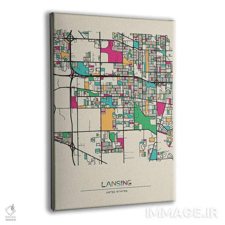 تابلو نقشهٔ لَنسینگ، میشیگان اثر آیشه دنیز آکِرمان - نمای پرسپکتیو محصول