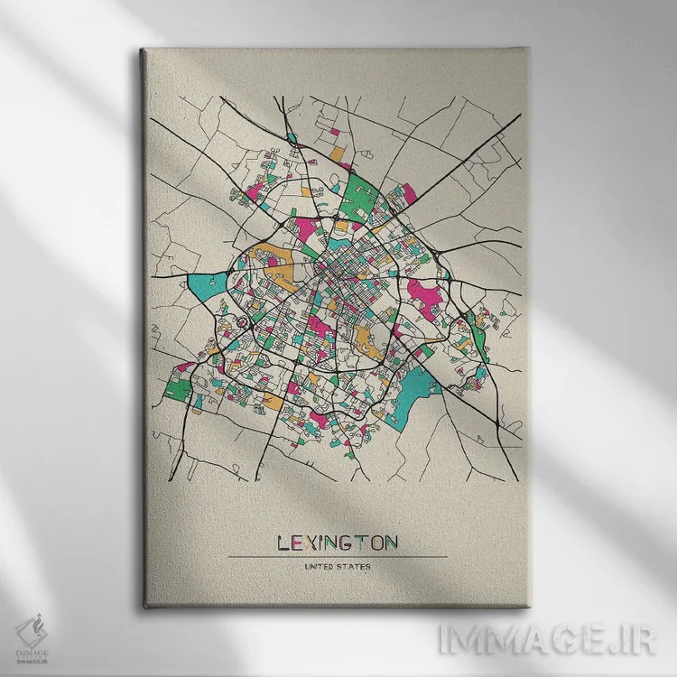 تابلو نقشهٔ لکسینگتون، کنتاکی اثر آیشه دنیز آکِرمان - نمای روبهرو روی دیوار