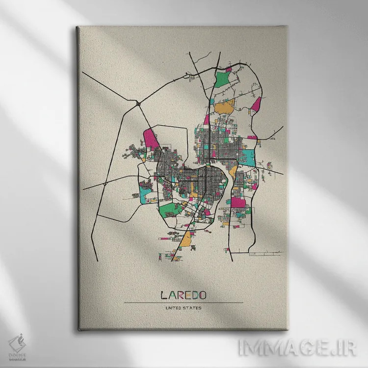 تابلو نقشهٔ لاردو، تگزاس اثر آیشه دنیز آکِرمان - نمای روبهرو روی دیوار