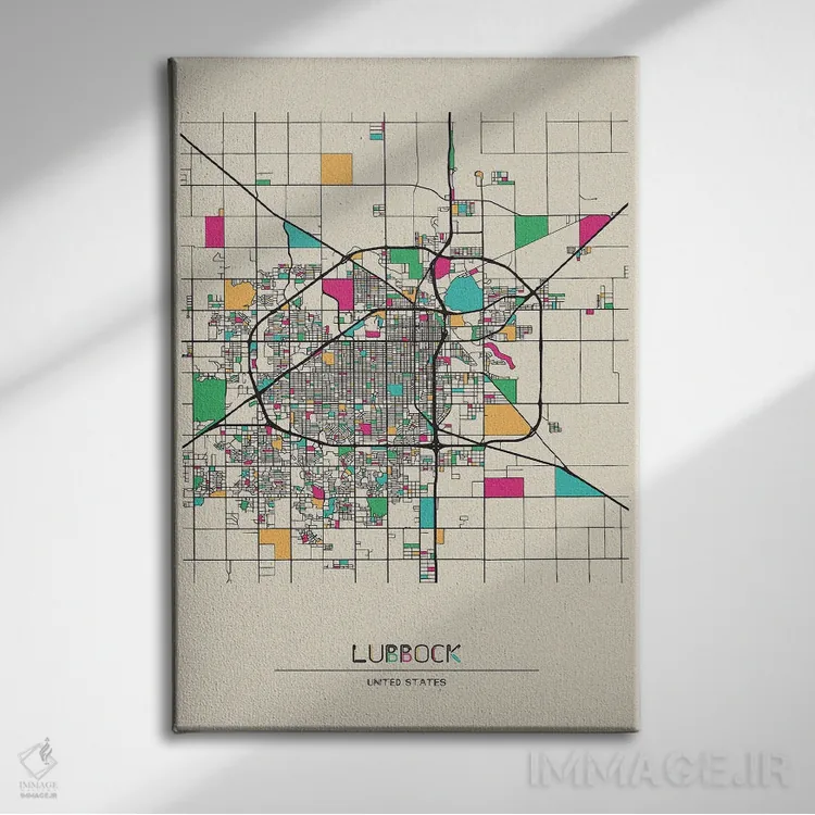 تابلو نقشهٔ لاباک، تگزاس اثر آیشه دنیز آکِرمان - نمای روبهرو روی دیوار