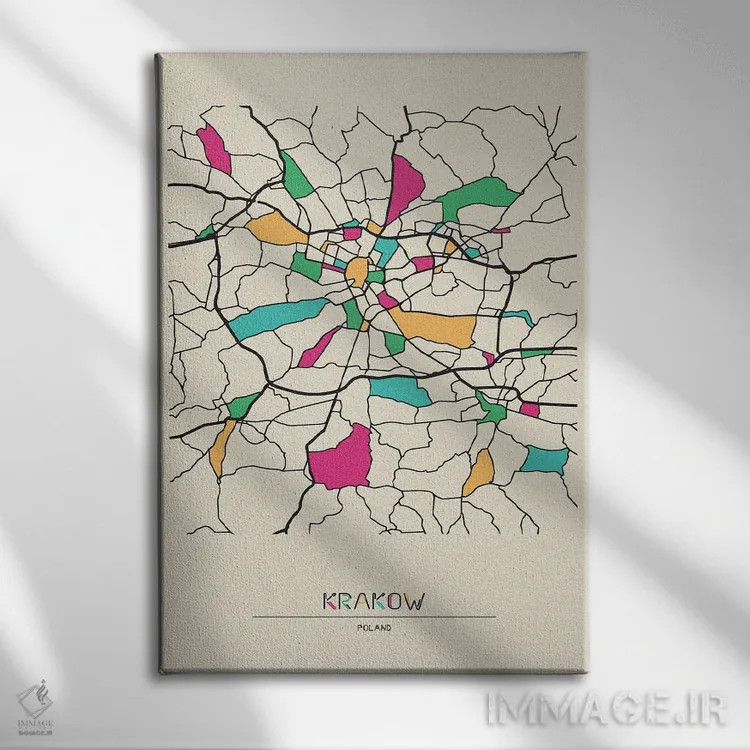 تابلو نقشهٔ کراکوف، لهستان اثر آیشه دنیز آکِرمان - نمای روبهرو روی دیوار