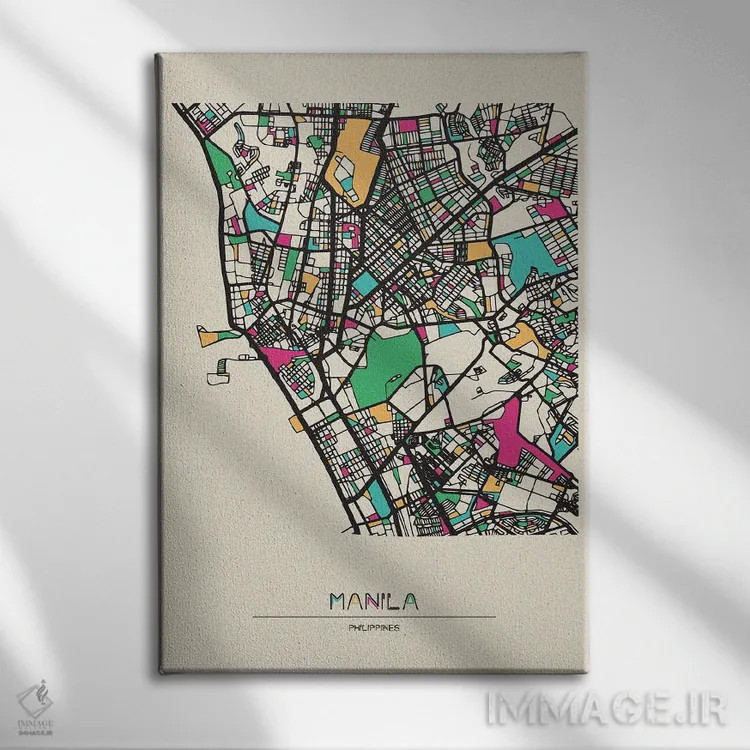 تابلو نقشهٔ مانیل، فیلیپین اثر آیشه دنیز آکِرمان - نمای روبهرو روی دیوار