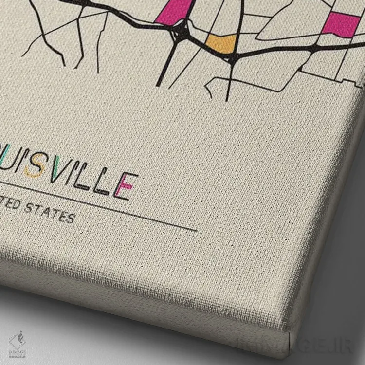 تابلو نقشهٔ لوئیزویل، کنتاکی اثر آیشه دنیز آکِرمان - نمای نزدیک بافت بوم