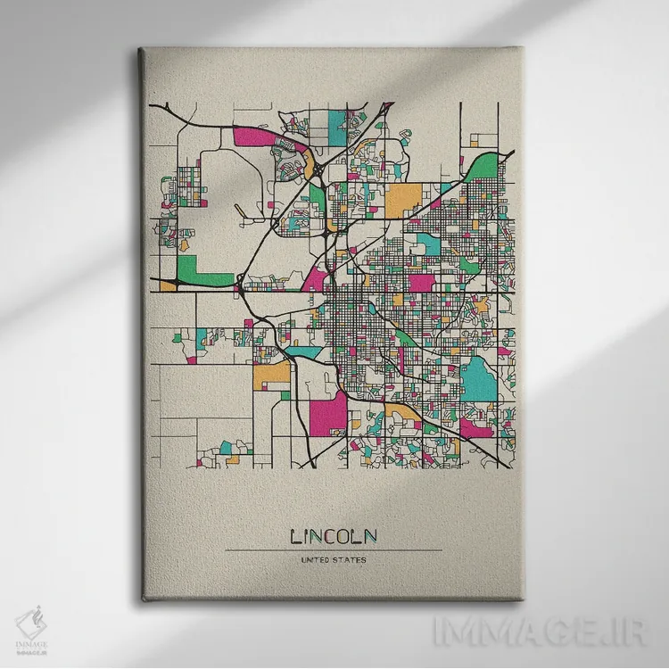 تابلو نقشهٔ لینکلن، نبراسکا اثر آیشه دنیز آکِرمان - نمای روبهرو روی دیوار