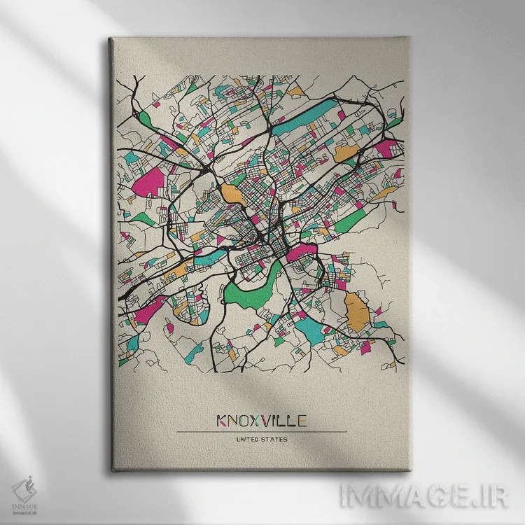 تابلو نقشهٔ ناکسویل، تنسی اثر آیشه دنیز آکِرمان - نمای روبهرو روی دیوار