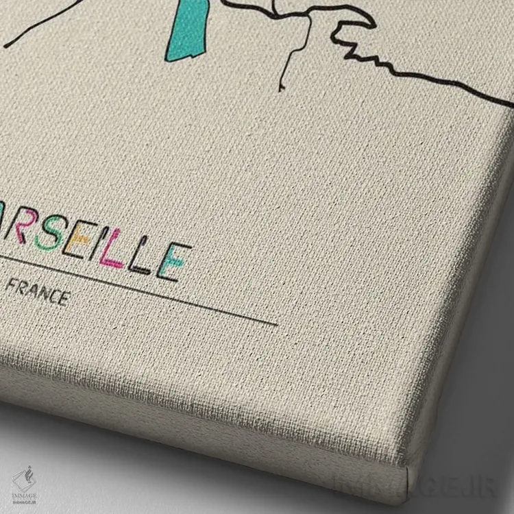 تابلو نقشهٔ مارسی، فرانسه اثر آیشه دنیز آکِرمان - نمای نزدیک بافت بوم