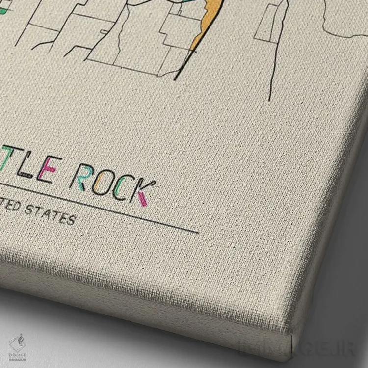 تابلو نقشهٔ لیتل راک، آرکانزاس اثر آیشه دنیز آکِرمان - نمای نزدیک بافت بوم