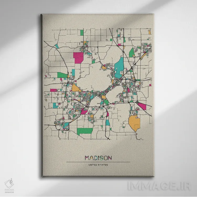 تابلو نقشهٔ مدیسون، ویسکانسین اثر آیشه دنیز آکِرمان - نمای روبهرو روی دیوار