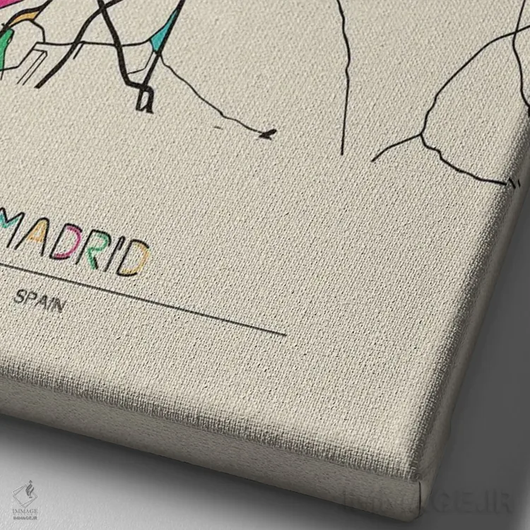 تابلو نقشهٔ مادرید، اسپانیا اثر آیشه دنیز آکِرمان - نمای نزدیک بافت بوم