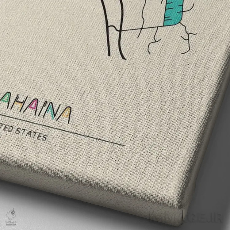 تابلو نقشهٔ لاهاینا، هاوایی اثر آیشه دنیز آکِرمان - نمای نزدیک بافت بوم