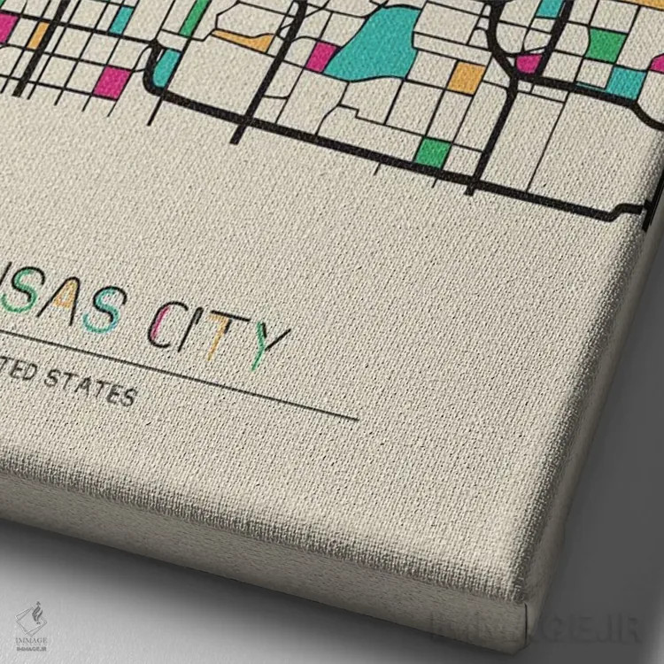 تابلو نقشهٔ کانزاسسیتی، میزوری اثر آیشه دنیز آکِرمان - نمای نزدیک بافت بوم