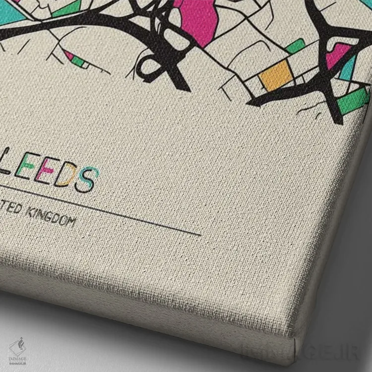 تابلو نقشهٔ لیدز، انگلستان اثر آیشه دنیز آکِرمان - نمای نزدیک بافت بوم