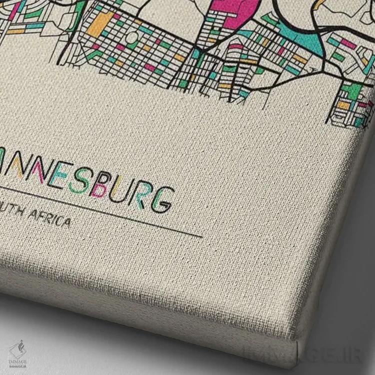 تابلو نقشهٔ ژوهانسبورگ، آفریقای جنوبی اثر آیشه دنیز آکِرمان - نمای نزدیک بافت بوم