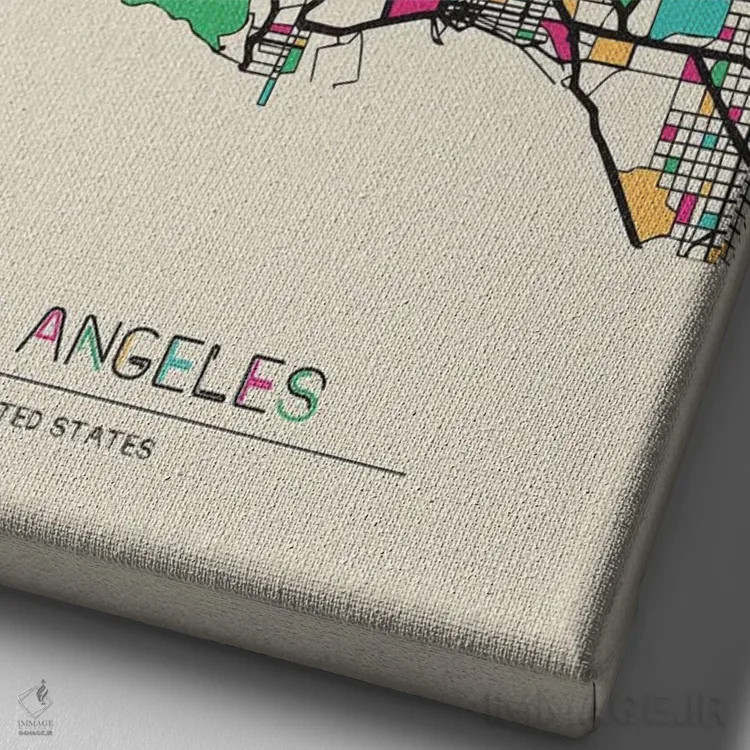 تابلو نقشهٔ لسآنجلس، کالیفرنیا اثر آیشه دنیز آکِرمان - نمای نزدیک بافت بوم