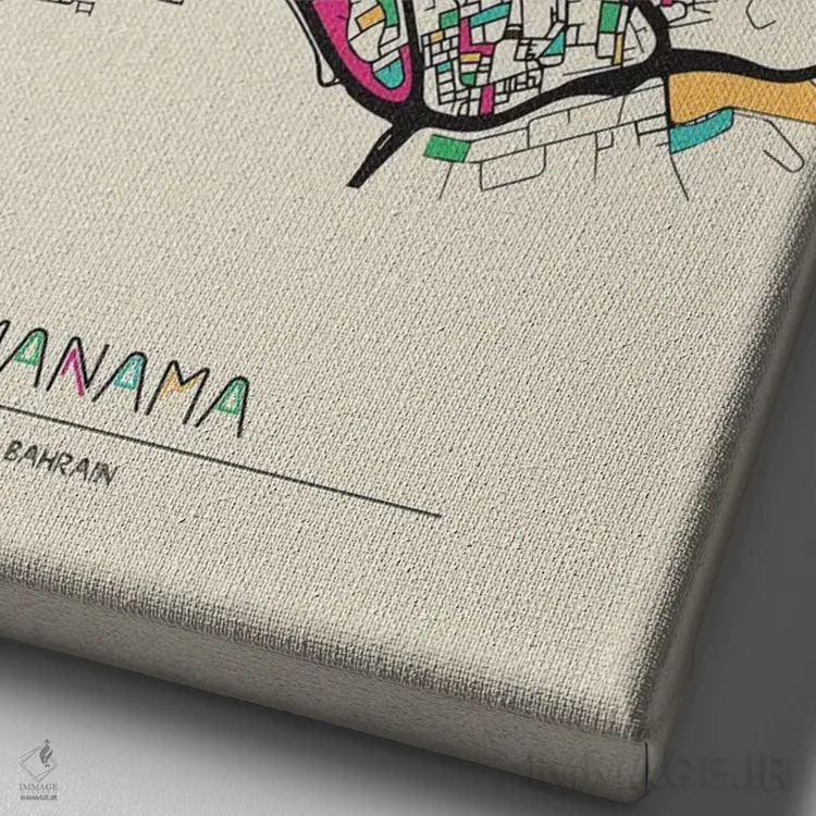 تابلو نقشهٔ منامه، بحرین اثر آیشه دنیز آکِرمان - نمای نزدیک بافت بوم