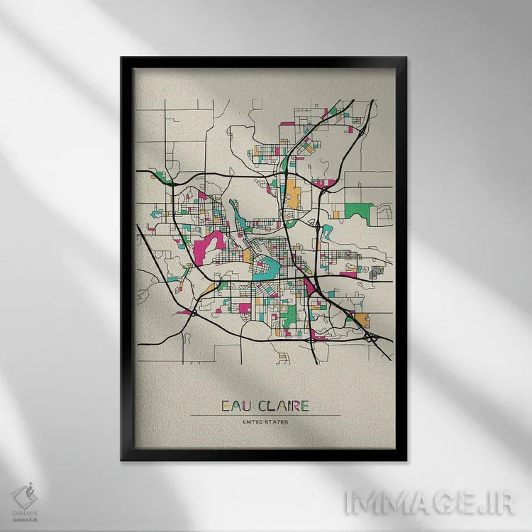 تابلو نقشهٔ او کلر، ویسکانسین اثر آیشه دنیز آکِرمان - نمای قابدار مشکی