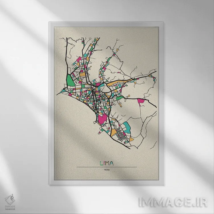 تابلو نقشهٔ لیما، پرو اثر آیشه دنیز آکِرمان - نمای قابدار سفید