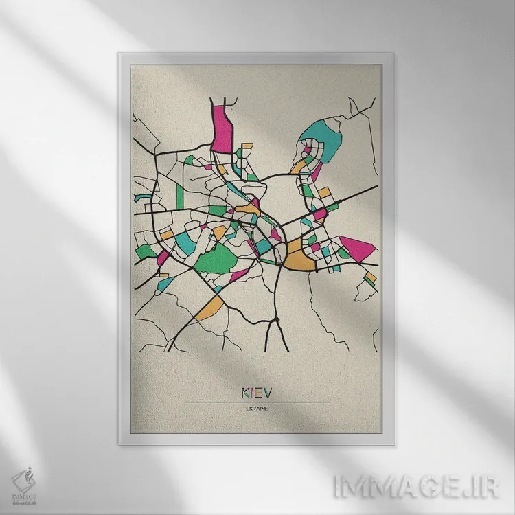 تابلو نقشهٔ کیف، اوکراین اثر آیشه دنیز آکِرمان - نمای قابدار سفید