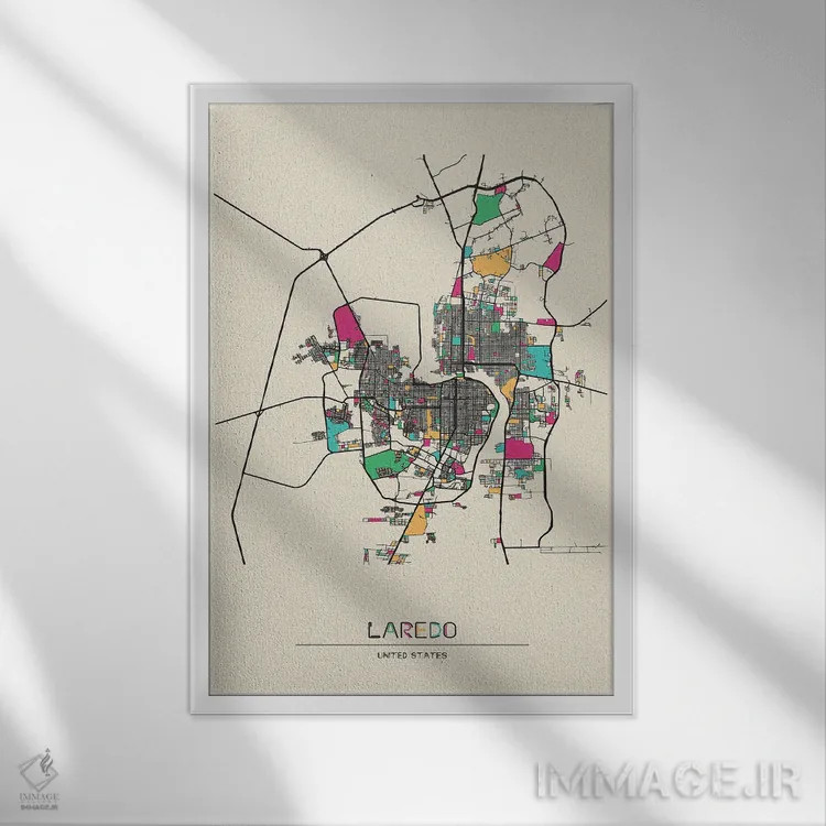 تابلو نقشهٔ لاردو، تگزاس اثر آیشه دنیز آکِرمان - نمای قابدار سفید