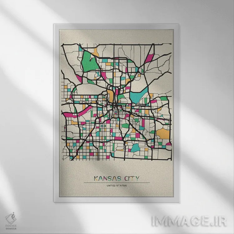 تابلو نقشهٔ کانزاسسیتی، میزوری اثر آیشه دنیز آکِرمان - نمای قابدار سفید