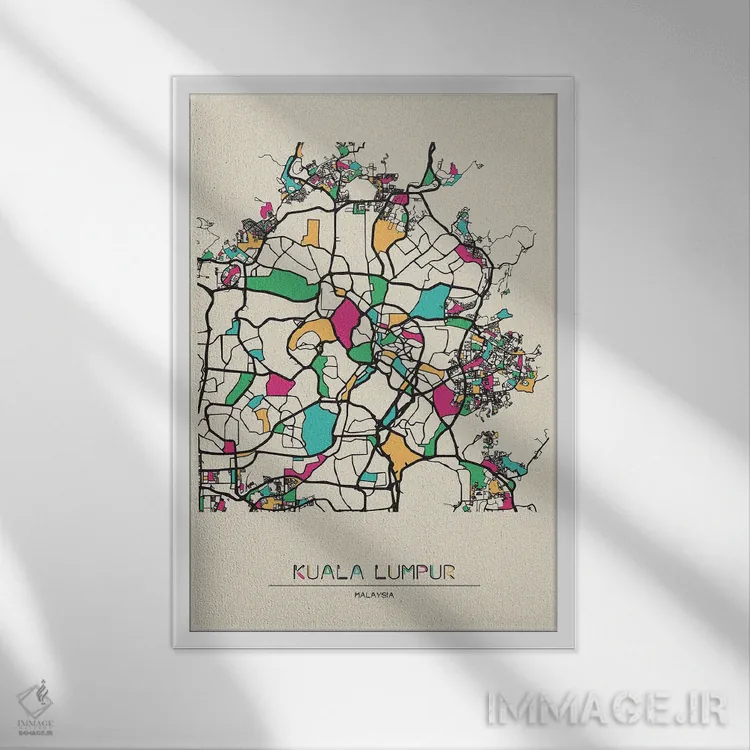 تابلو نقشهٔ کوالالامپور، مالزی اثر آیشه دنیز آکِرمان - نمای قابدار سفید