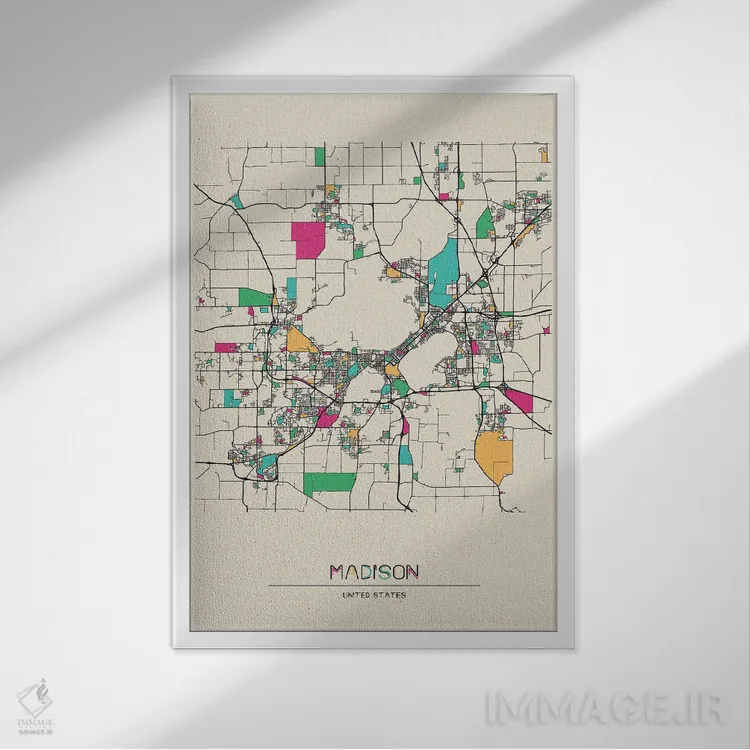 تابلو نقشهٔ مدیسون، ویسکانسین اثر آیشه دنیز آکِرمان - نمای قابدار سفید