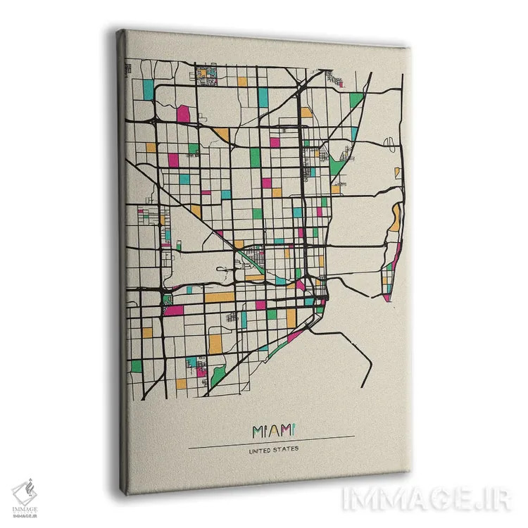 تابلو نقشهٔ میامی، فلوریدا اثر آیشه دنیز آکِرمان - نمای پرسپکتیو محصول