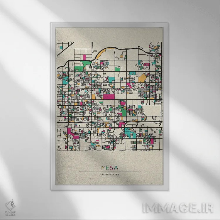 تابلو نقشهٔ مسا، آریزونا اثر آیشه دنیز آکِرمان - نمای قابدار سفید