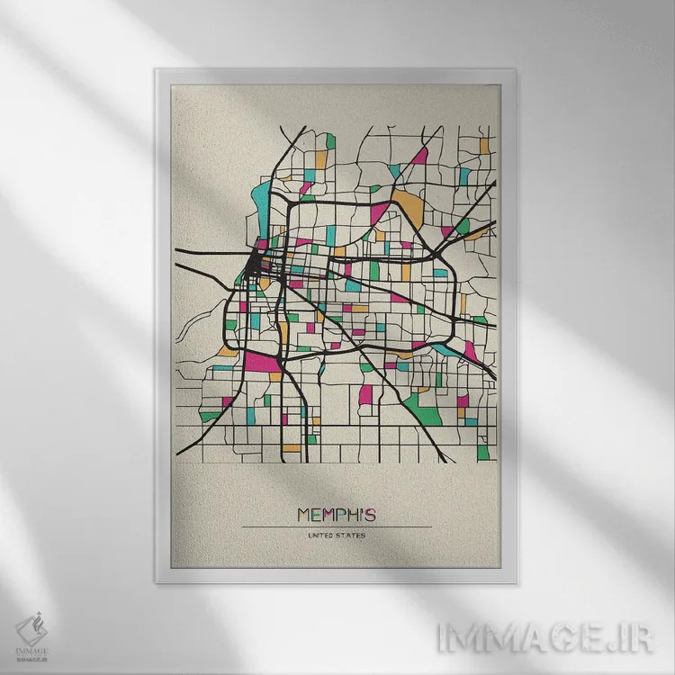 تابلو نقشهٔ ممفیس، تنسی اثر آیشه دنیز آکِرمان - نمای قابدار سفید