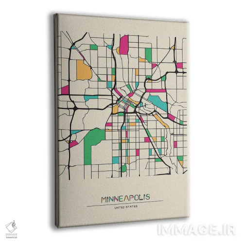 تابلو نقشهٔ مینیاپولیس، مینهسوتا اثر آیشه دنیز آکِرمان - نمای پرسپکتیو محصول