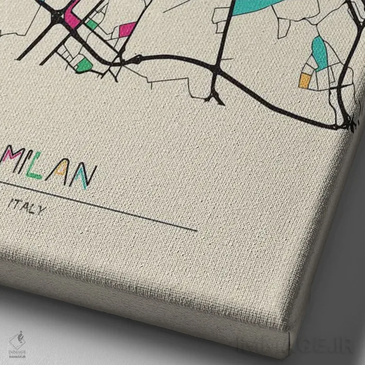 تابلو نقشهٔ میلان، ایتالیا اثر آیشه دنیز آکِرمان - نمای نزدیک بافت بوم