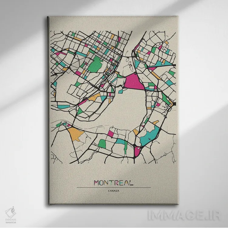 تابلو نقشهٔ مونترال، کانادا اثر آیشه دنیز آکِرمان - نمای روبهرو روی دیوار